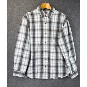 Carhartt Mens 2XL Tall Plaid Long Sleeve Button Down Shirt Cowboy Country 102817